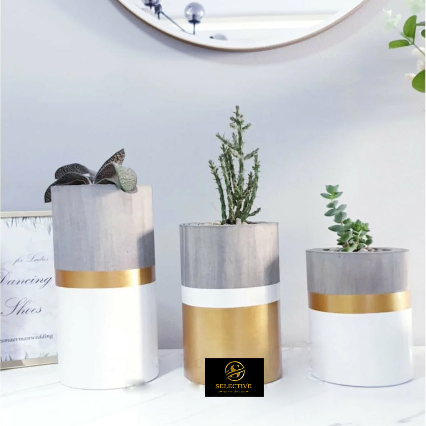 Enchanté Concrete Flower Pots Set of 3 - Selective home decor