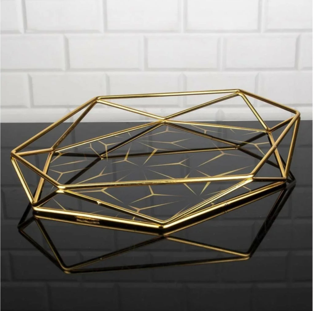 Glan Prism Golden Tray - Selective home decor