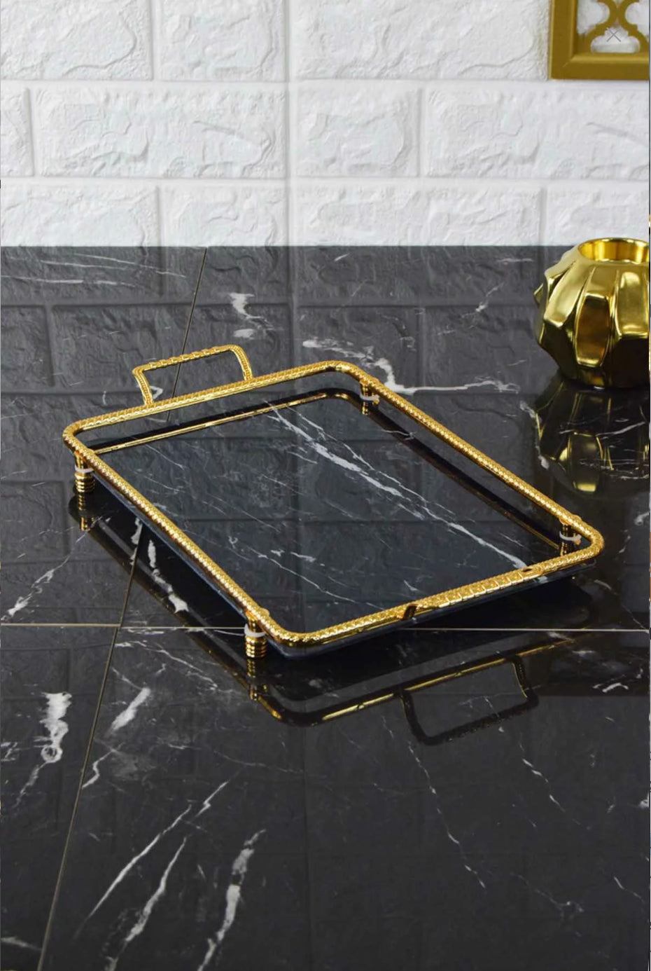 Rohe Marble Golden Tray - Selective home decor