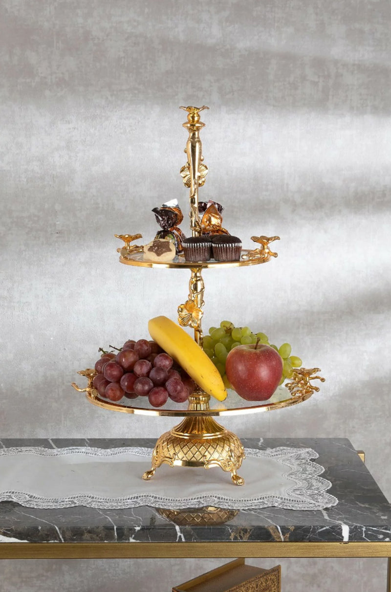 Double Level Cookies Golden Cage Stand
