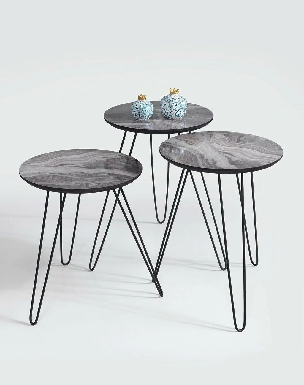 Magali Gray Marble Coffee Tables, Set of 3