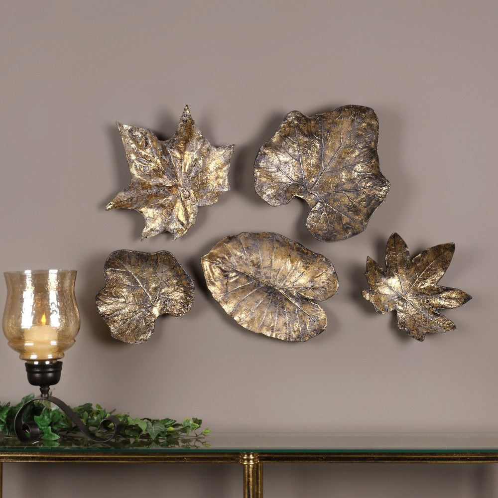 Bronze Leaves Wall Art Set of five - Selective home decor