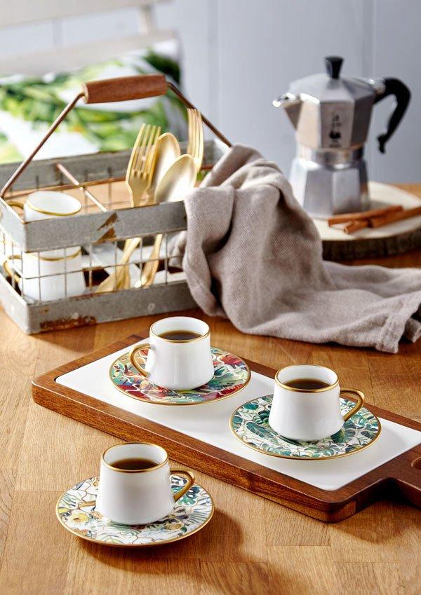 Sufi Amazon Equator Gold Coffee Cups, Set of 6 - Selective home decor