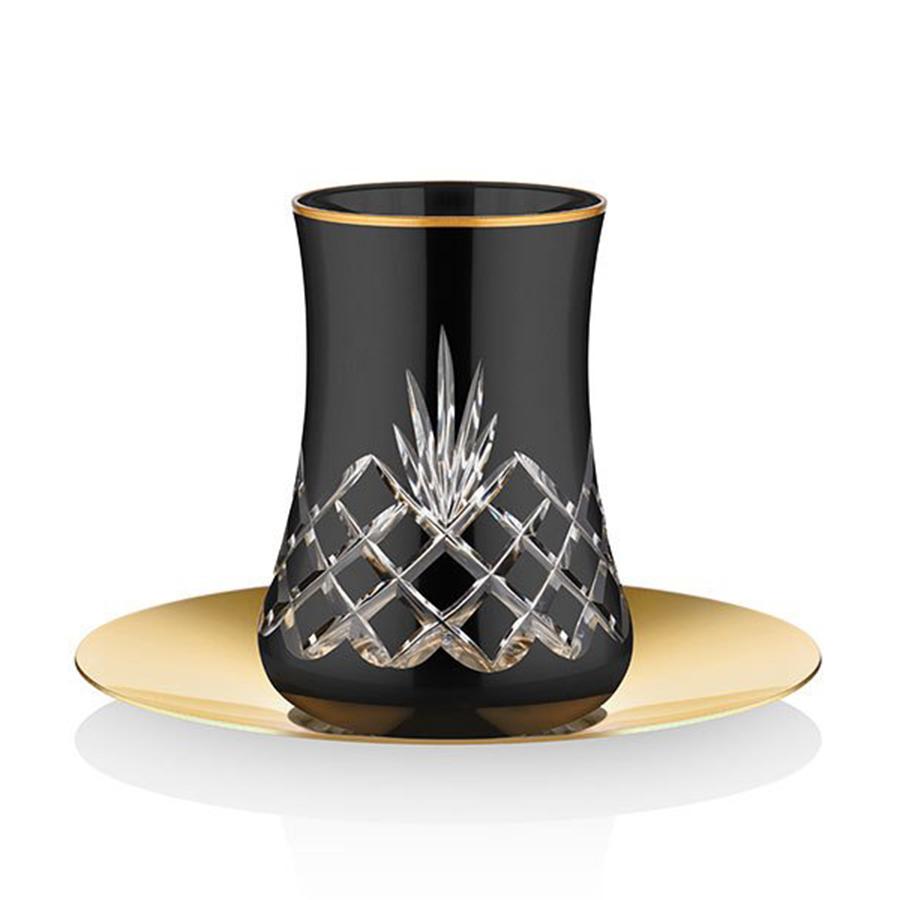 Dervish Venice Black Mat Gold Tea Cups, Set of 6 - Selective home decor