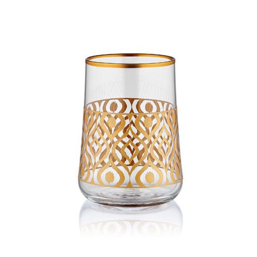 Aheste Ikat Mat Gold Short Glasses, Set of 6 - Selective home decor