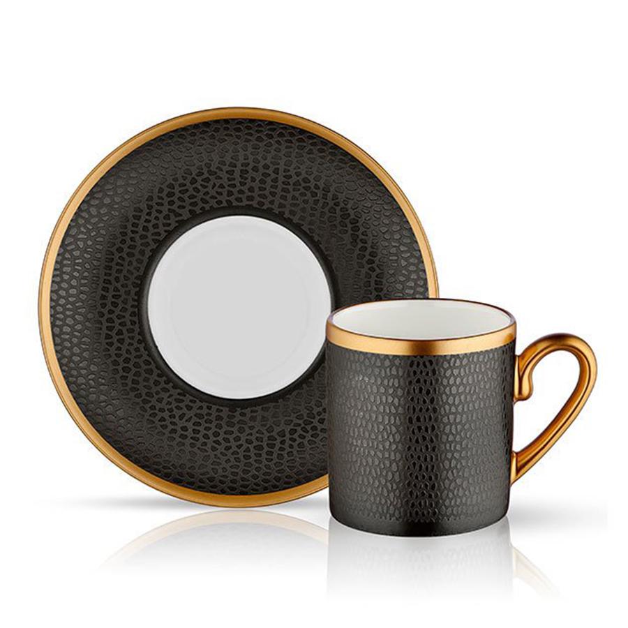 Eva Serpantine Black Mat Gold Coffee Cups, Set of 6 - Selective home decor
