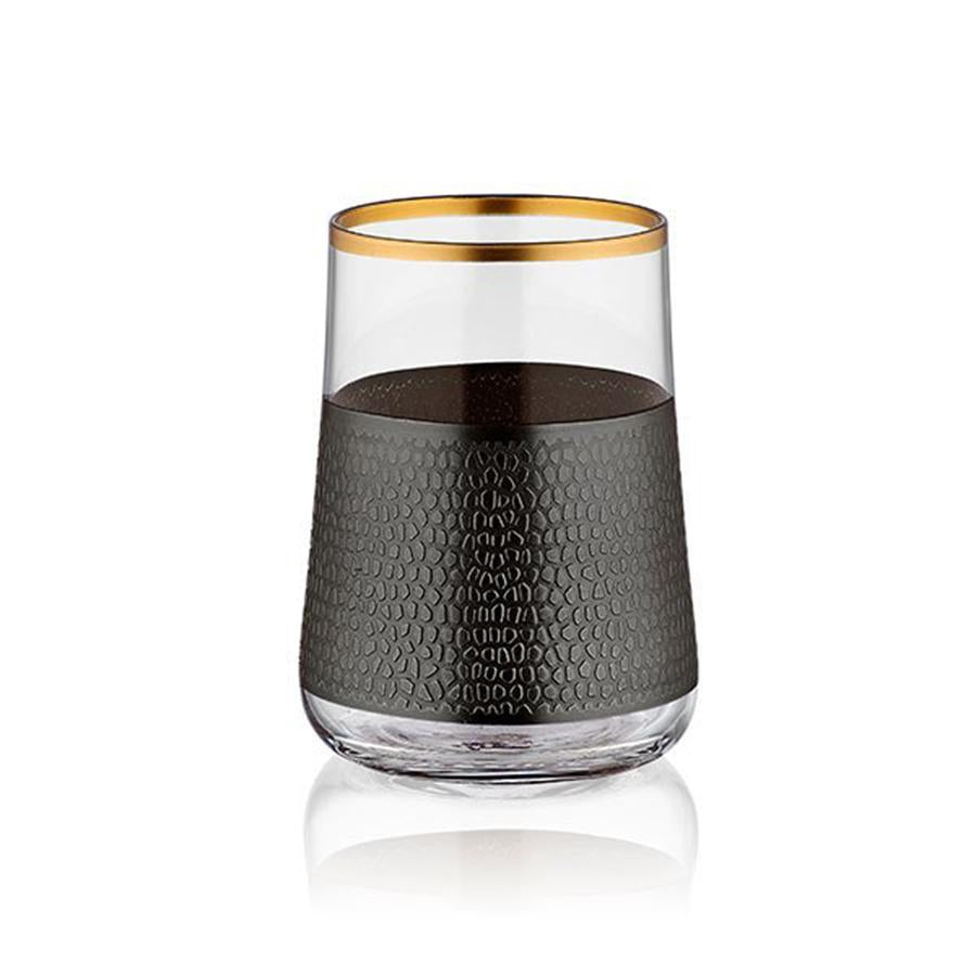Aheste Serpantine Black Mat Gold Short Glasses, Set of 6 - Selective home decor