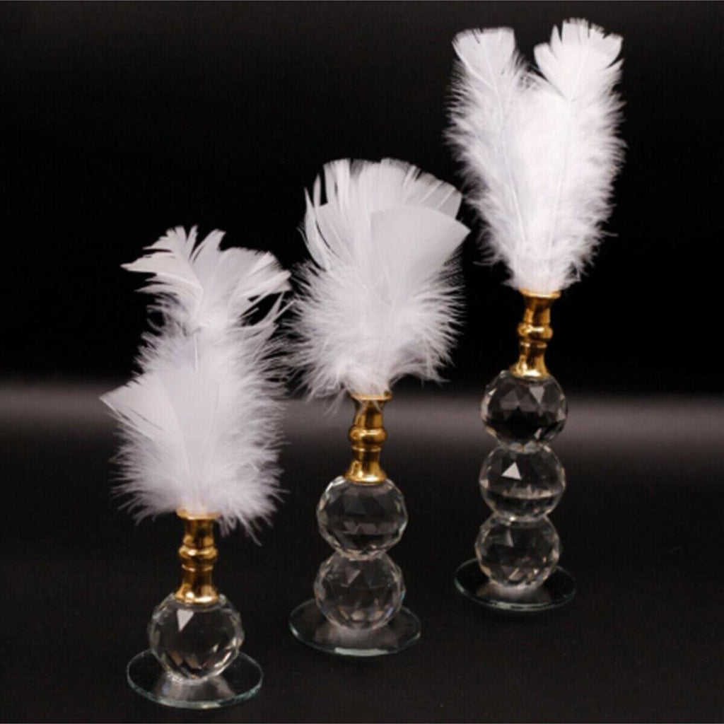 Triple White Feather Crystal Gold