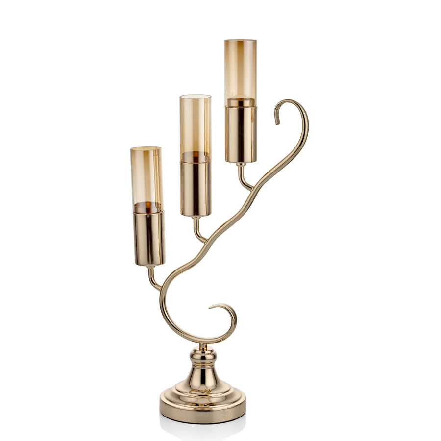 Mirabelle 3 Golden Candle Holders - Selective home decor