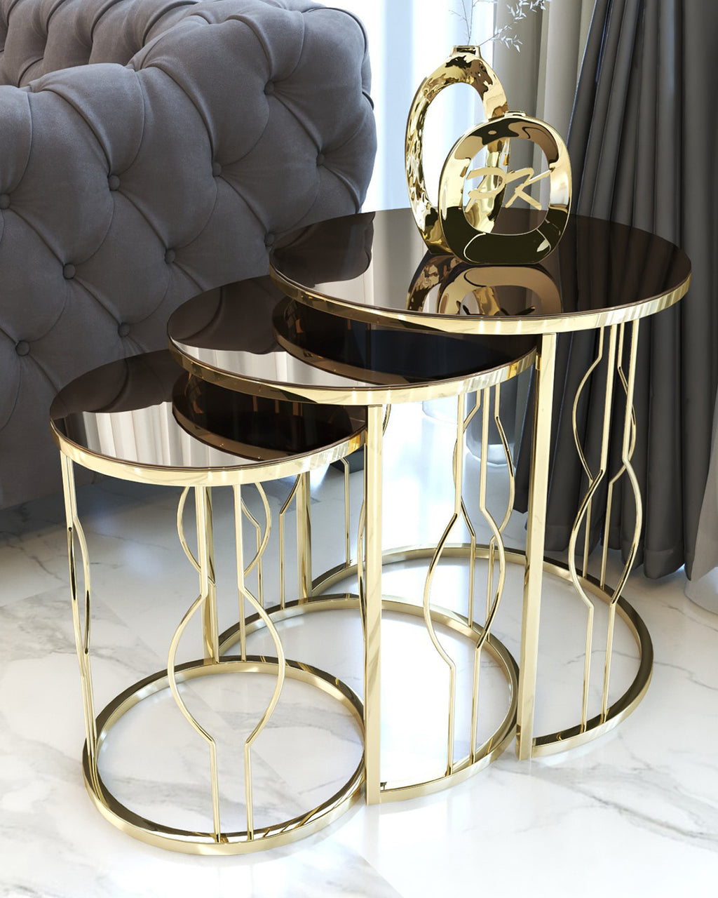 Golden Wavy Coffee Tables