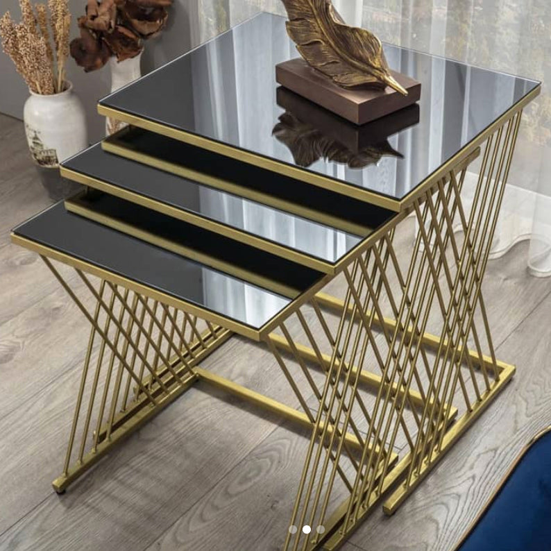 Diamond Leg Gold Nesting Coffe Tables - Selective home decor