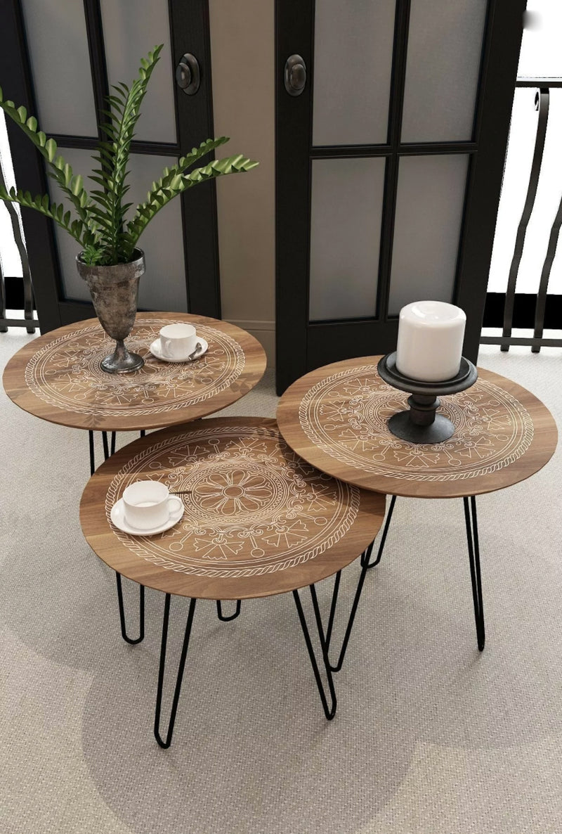 Modern Design Silver Coffee/Side Tables, Set of 3