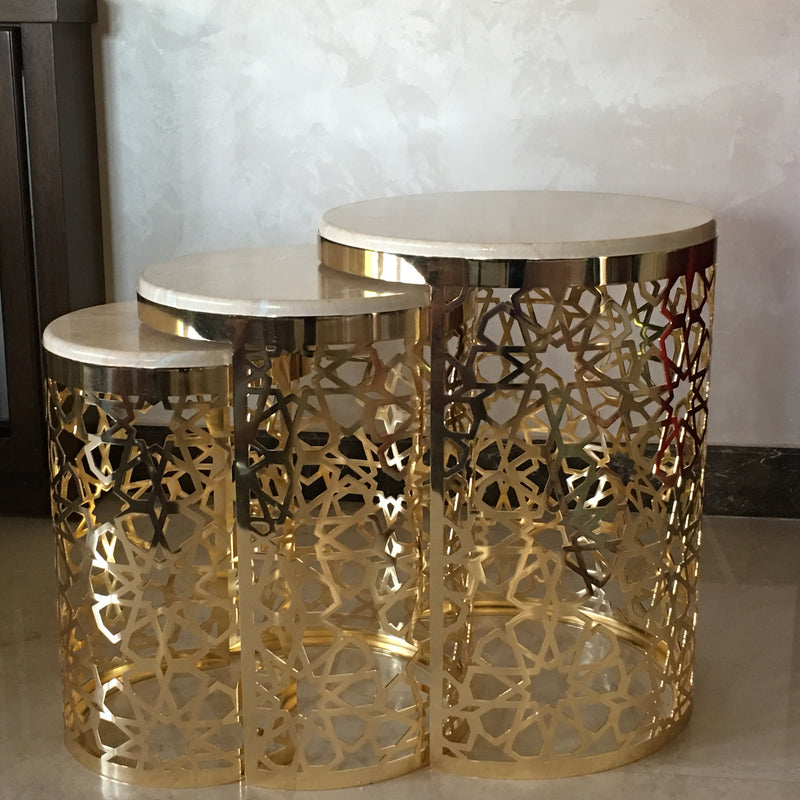 Luxury Star Design Gold Coffee Tables, S/3 - Selective home decor