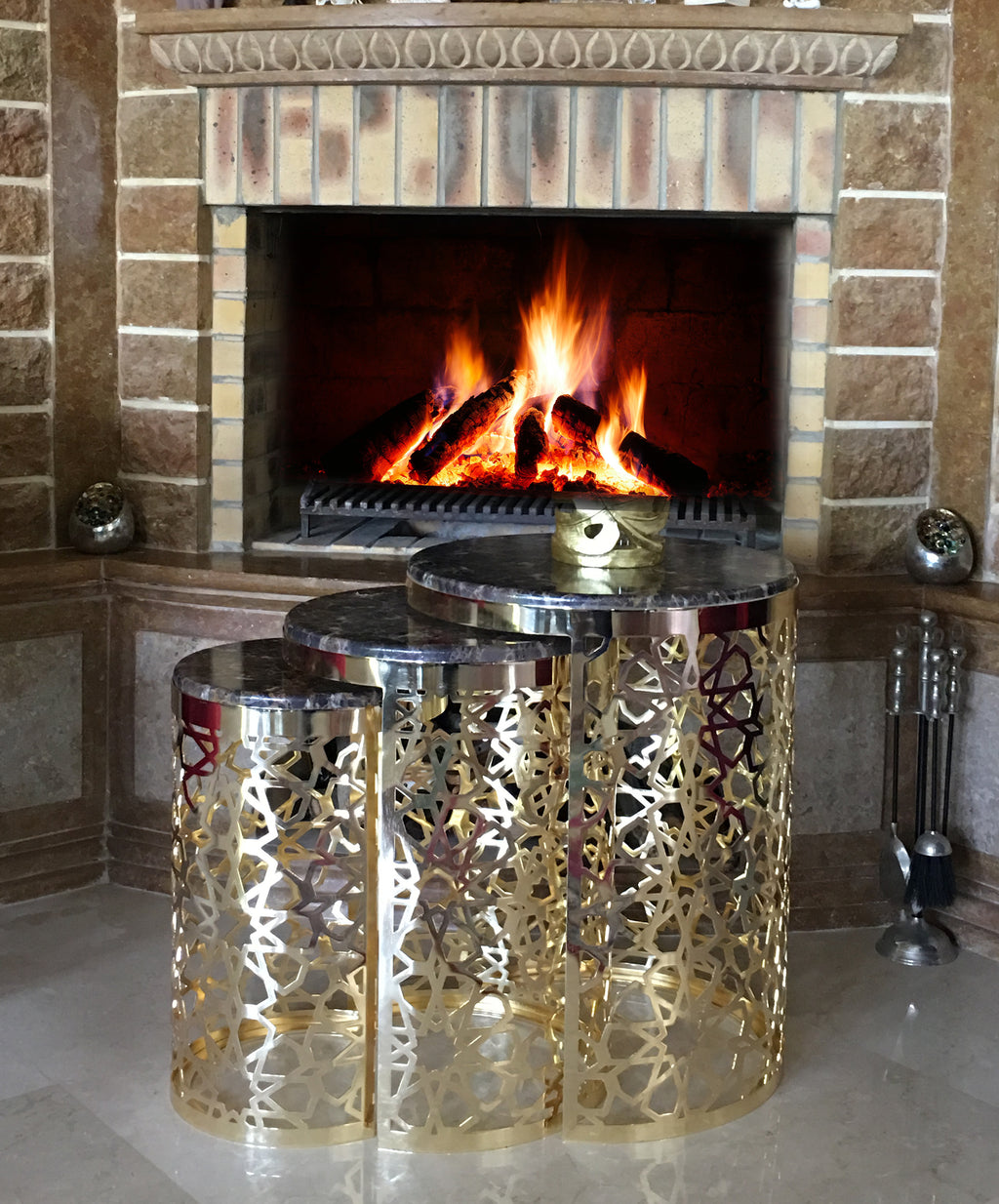 Luxury Star Design Gold Coffee Tables, S/3 - Selective home decor