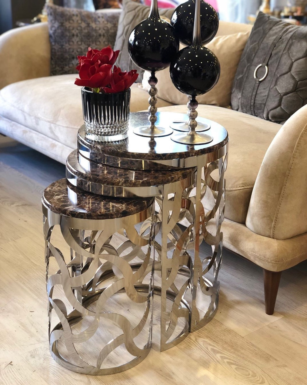 Luxury Propeller Design Silver Coffee Table - Selective home decor