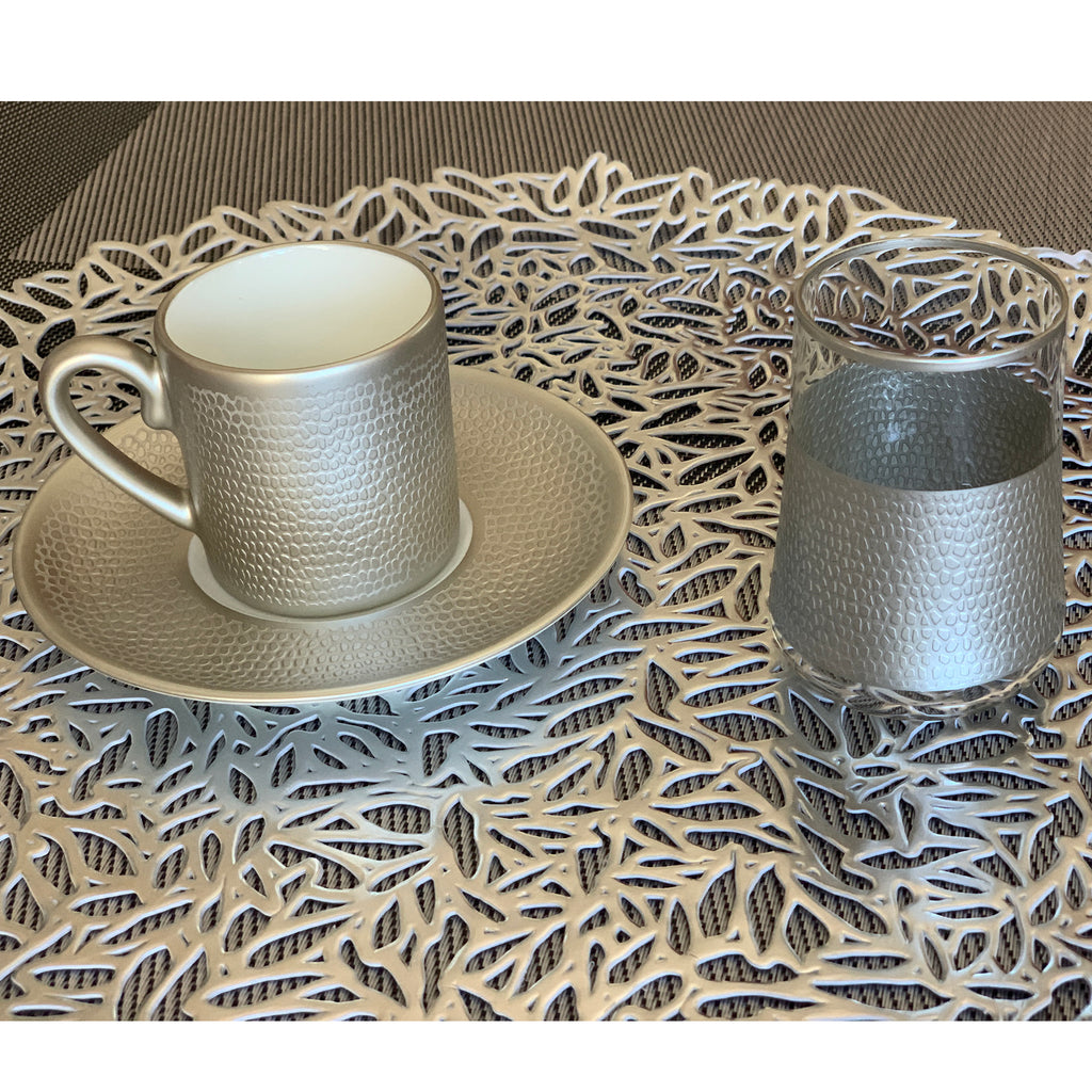 Eva Serpantine Mat Platinum Coffee Cups, Set of 6 - Selective home decor