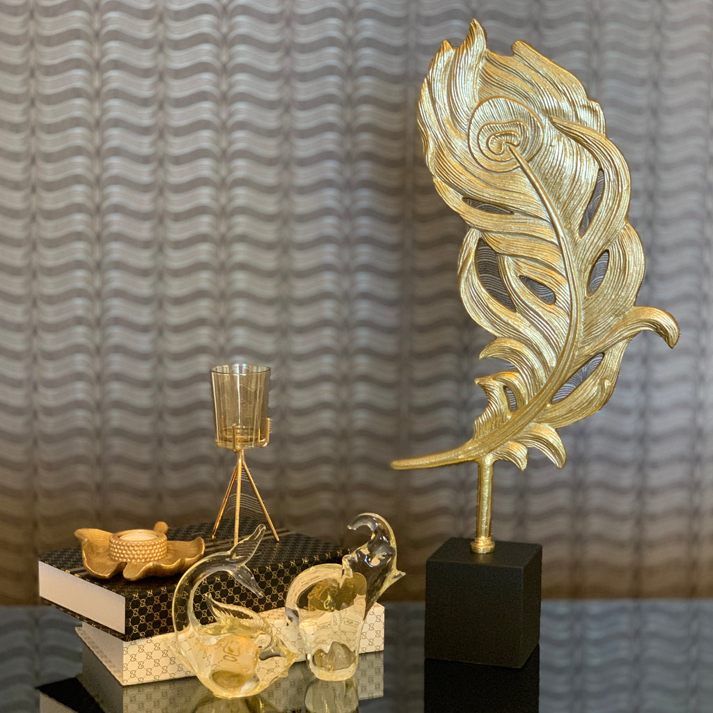 Golden Feather Sculpture