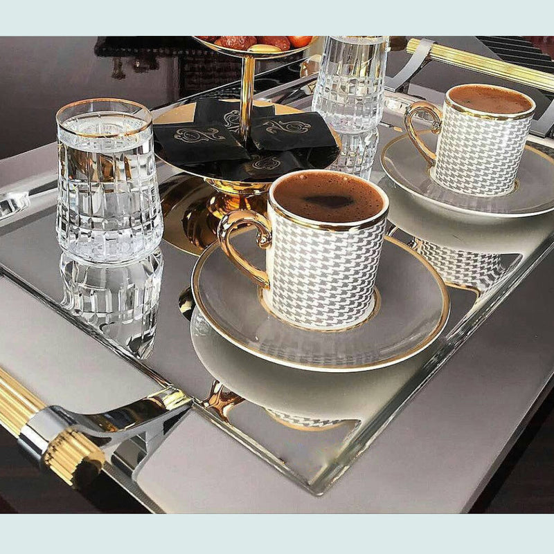 Eva Sonia Gray Coffee Cups, Set of 6 - Selective home decor