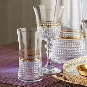 ISTANBUL LONG BRD Mat Gold Short Glasses, Set of 6 - Selective home decor