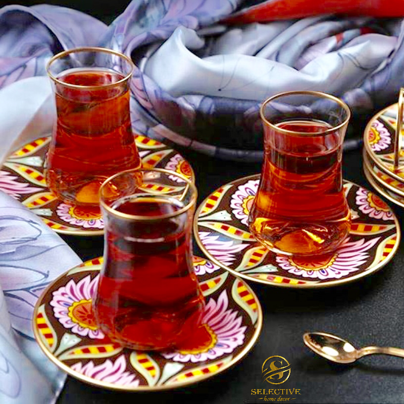Dervish Seljuq 1 Mat Gold Tea Cups, Set of 6