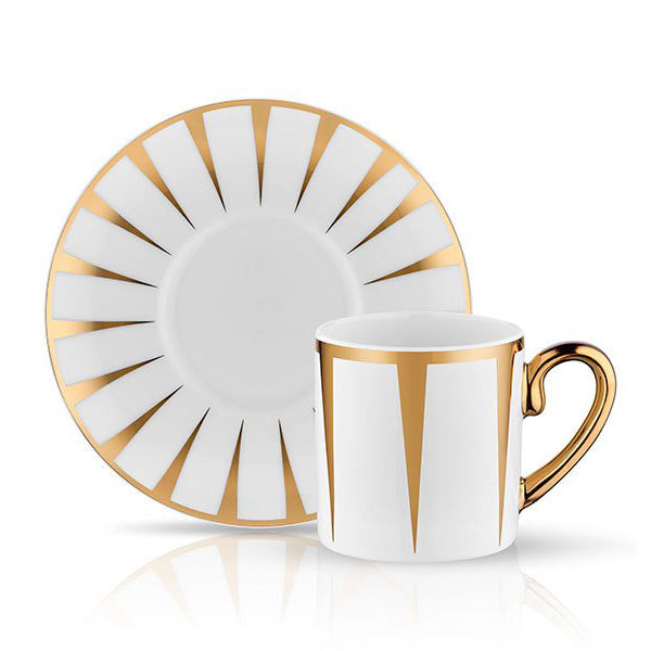 Eva Soleil White/Gold Coffee Cups, Set of 6 - Selective home decor