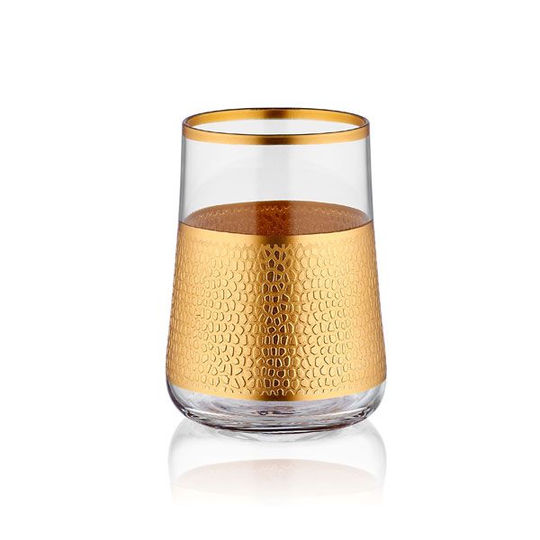 Aheste Serpantine Black Mat Gold Short Glasses, Set of 6