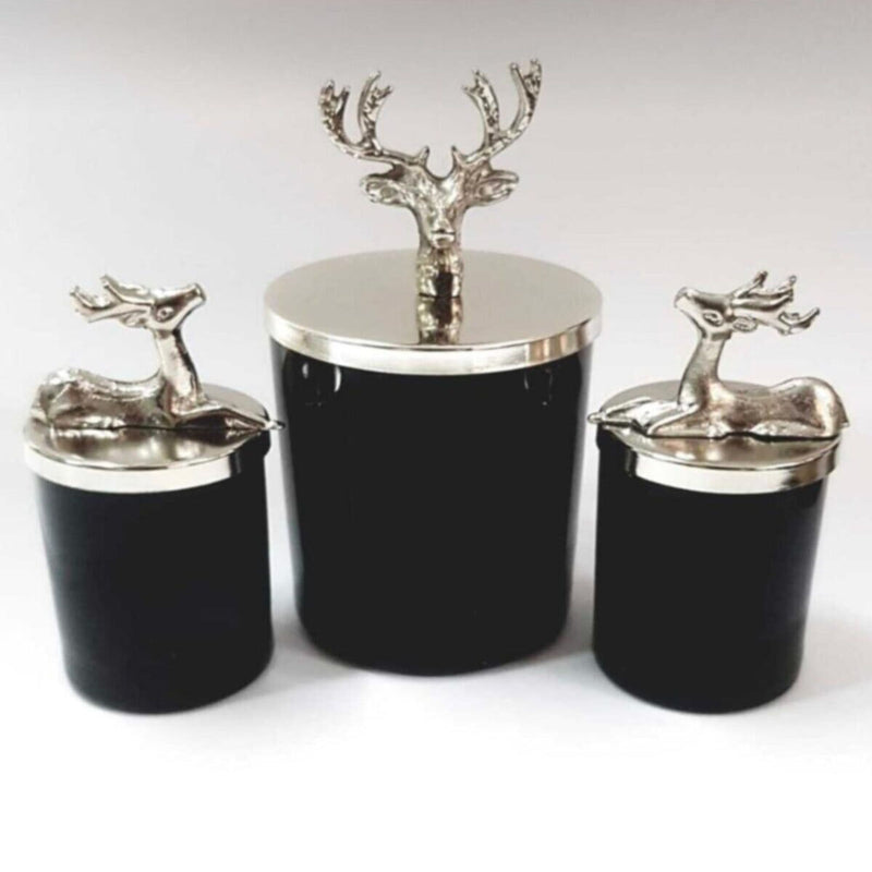 Trio Deer Head Glass Candles Set of 3