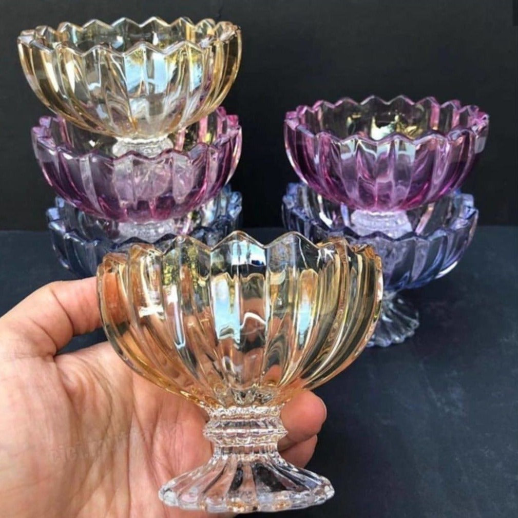 Colored Footed Bowl 6 Pieces