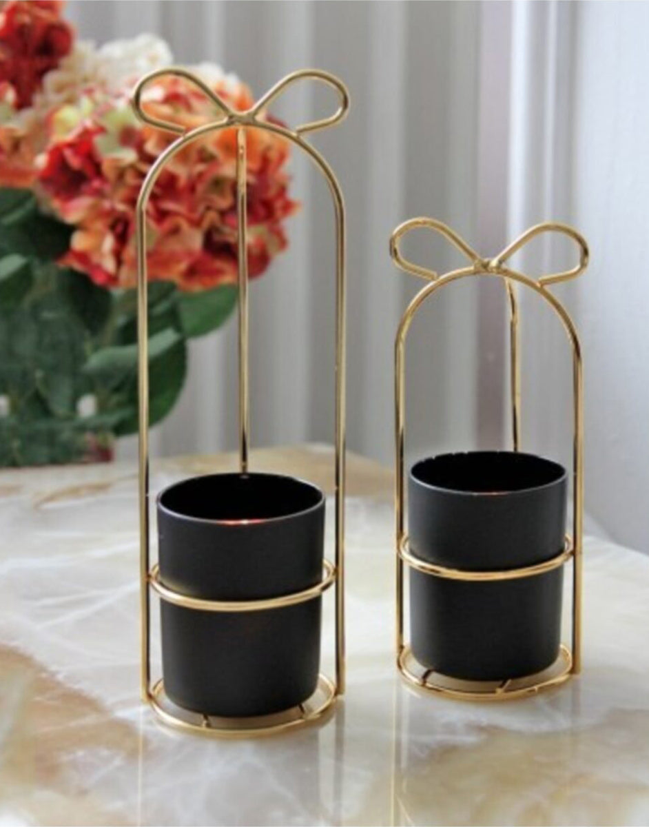 Butterfly B&G Candle Holder, Set of 2
