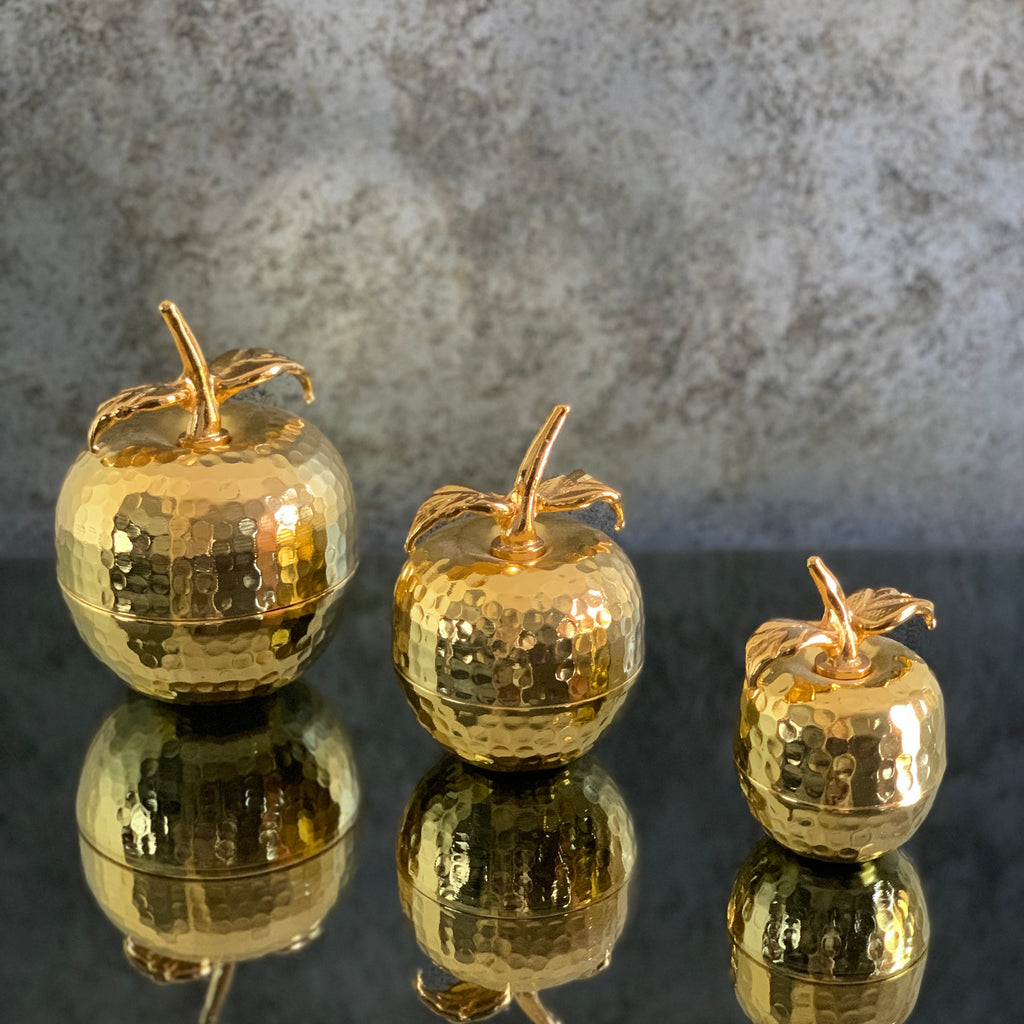 Golden Metal Apples Set of 3
