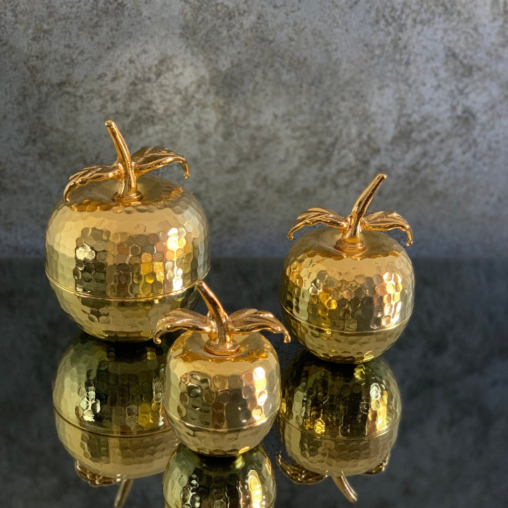 Golden Metal Apples Set of 3
