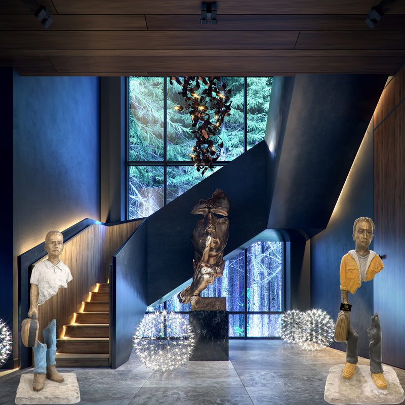 The Blue Hollow Man Sculpture - Selective home decor