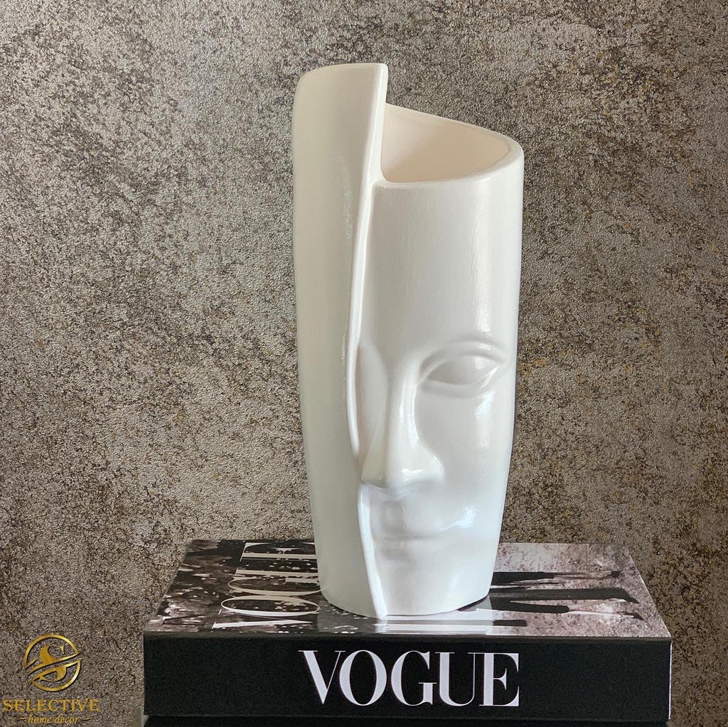 White Nordic Face Vase
