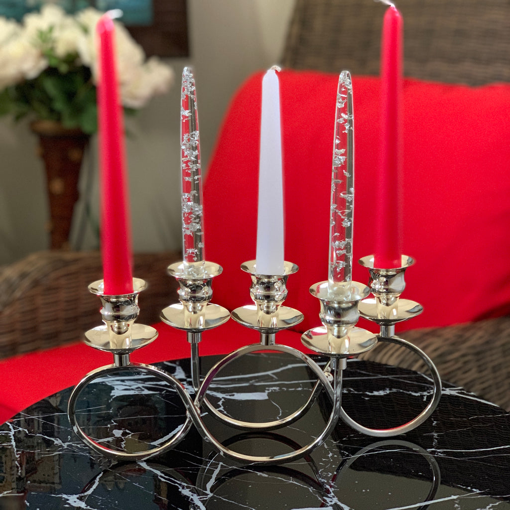 Octavia 5 Silver Candle Holders