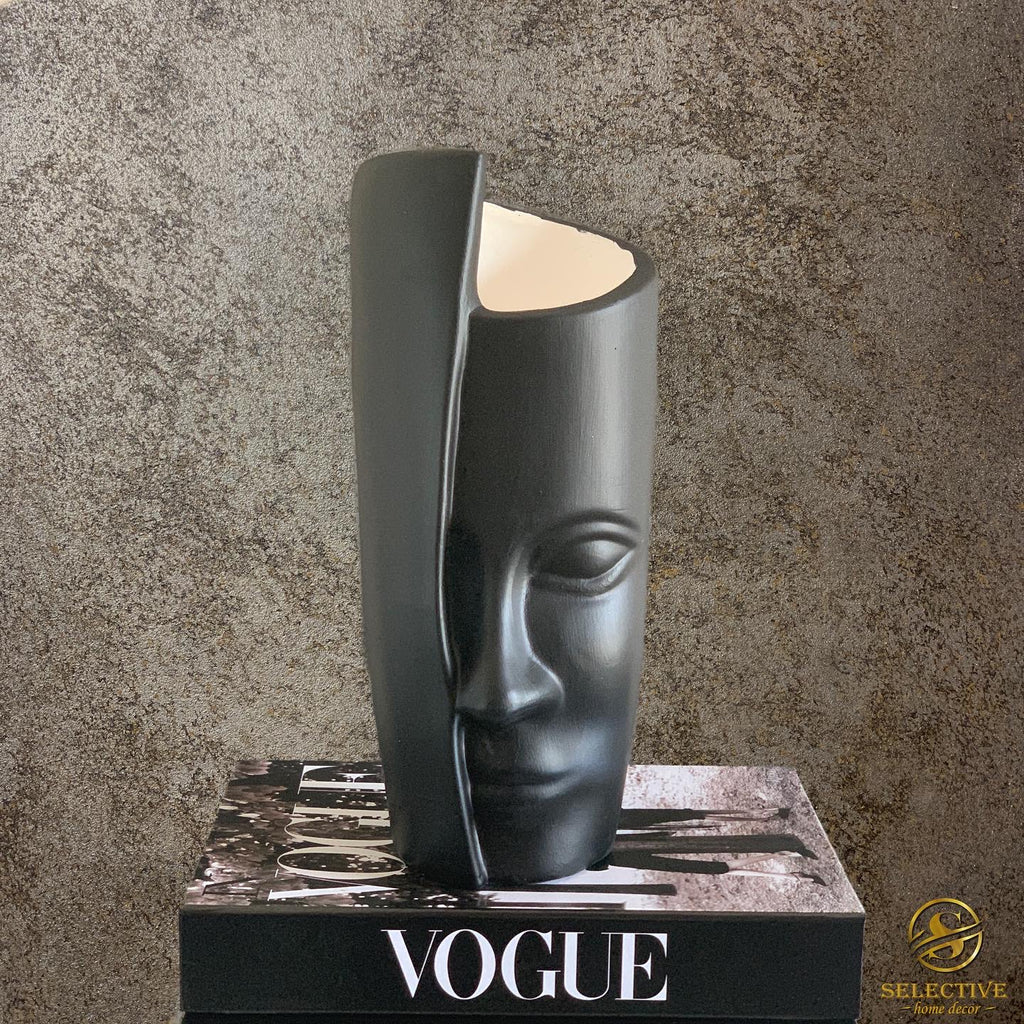 Black Nordic Face Vase