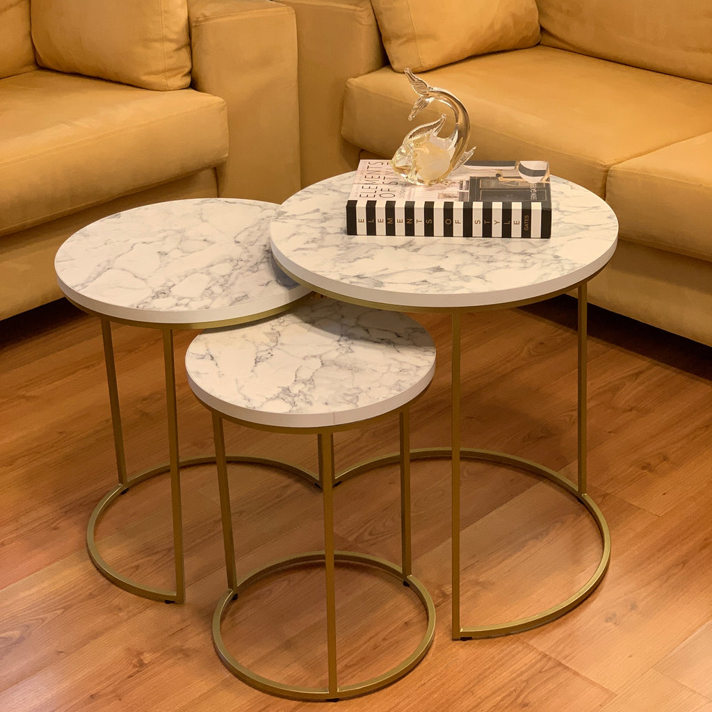Marble Look Gold Nesting Tables