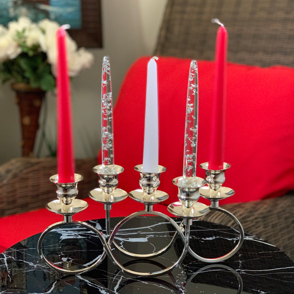 Octavia 5 Silver Candle Holders