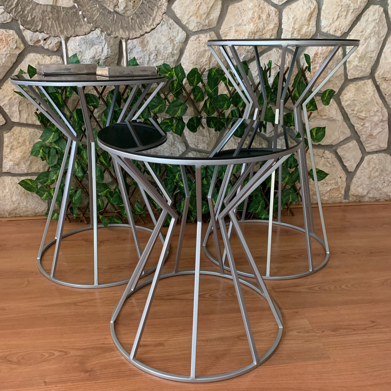 Modern Design Silver Coffee/Side Tables, Set of 3 - Selective home decor