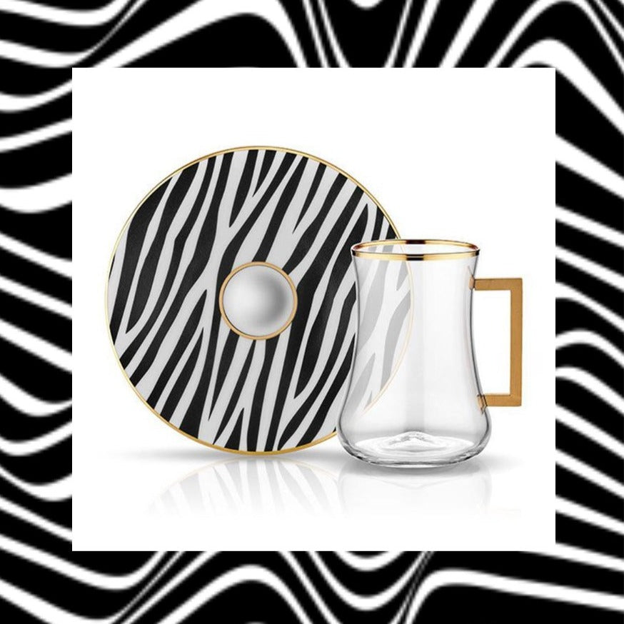 Dervish Zebra Tea Cups, Set of 6 - Selective home decor