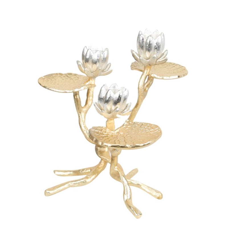 Golden Nymphaea Nelumbo Candleholder - Selective home decor