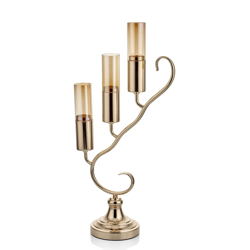 Mirabelle 3 Golden Candle Holders - Selective home decor