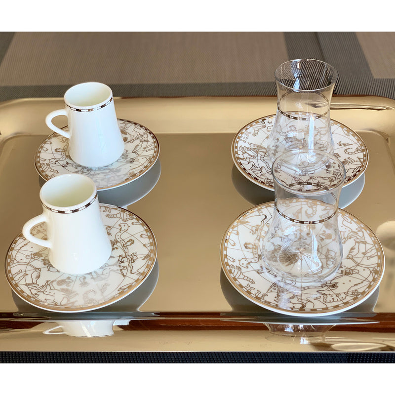 Dervish Irismano Platinum Tea Cups, Set of 6 - Selective home decor