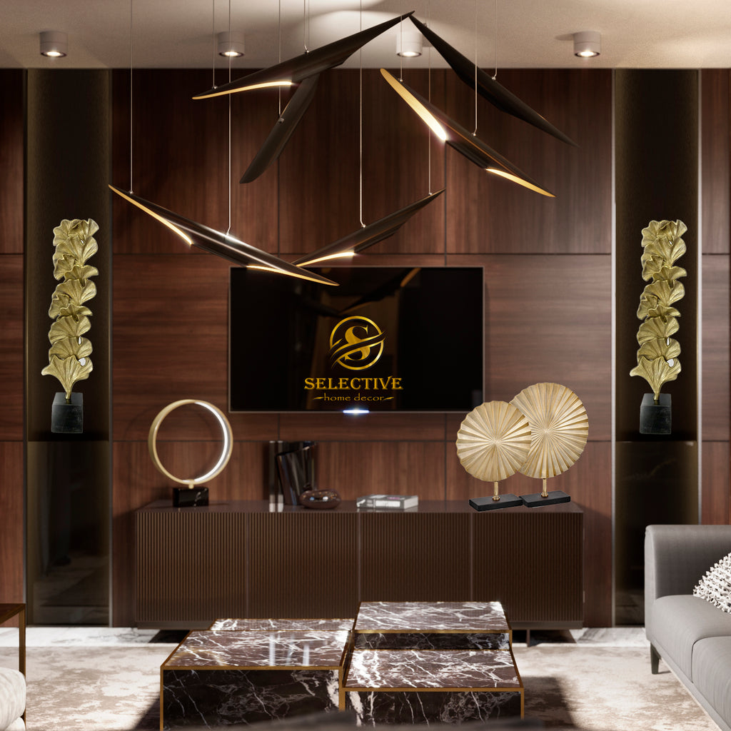 Golden Leaves Sculpture - Selective home decor