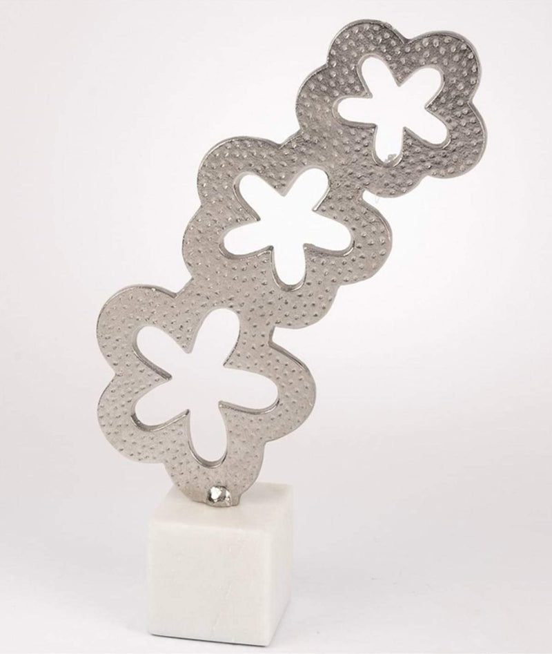 Tri-Daisy Metal Marbled Sculpture