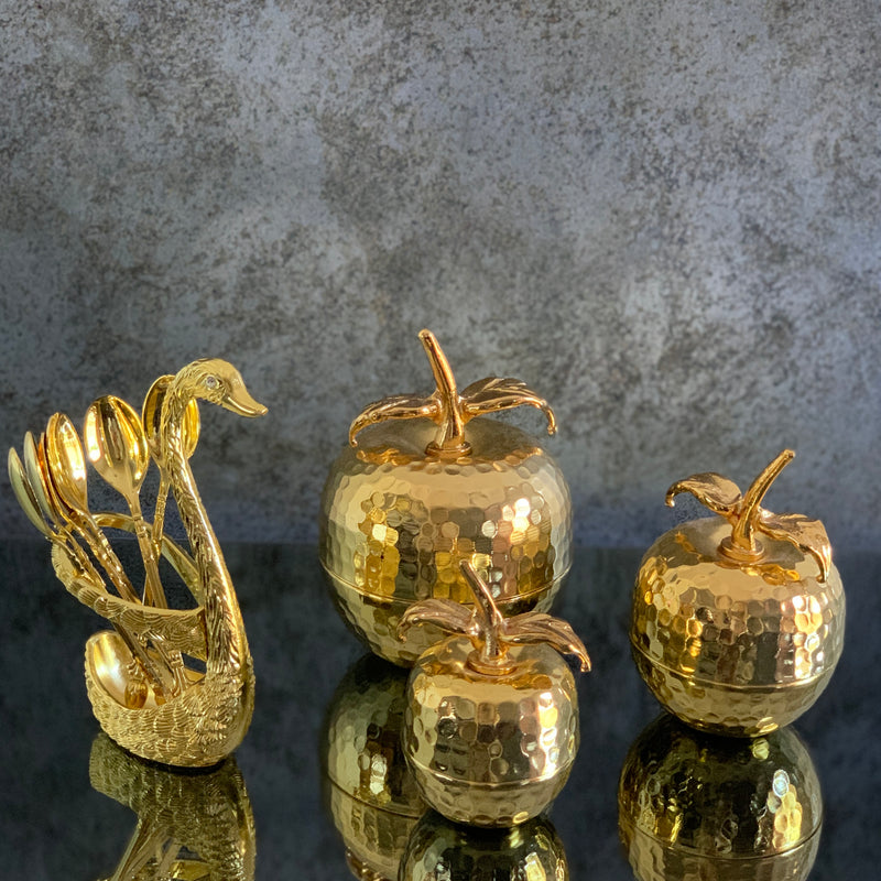 Golden Metal Apples Set of 3