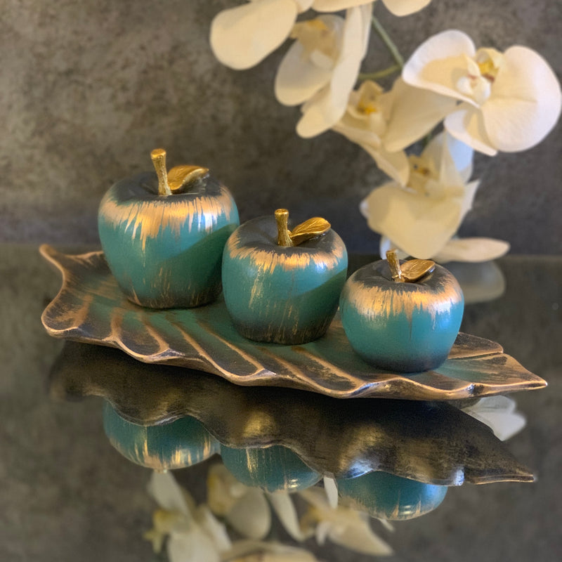 Decorative Green Golden Apples 4 Pieces