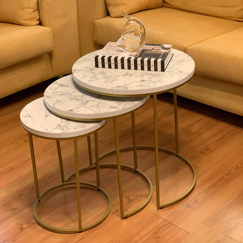 Marble Look Gold Nesting Tables