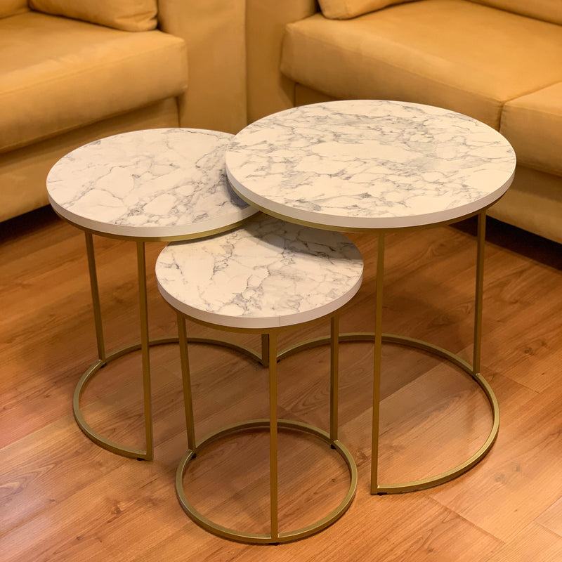 Marble Look Gold Nesting Tables