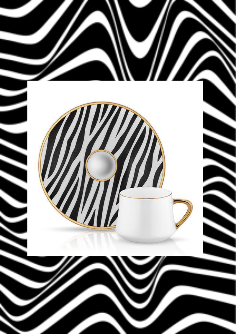 Dervish Zebra Tea Cups, Set of 6 - Selective home decor